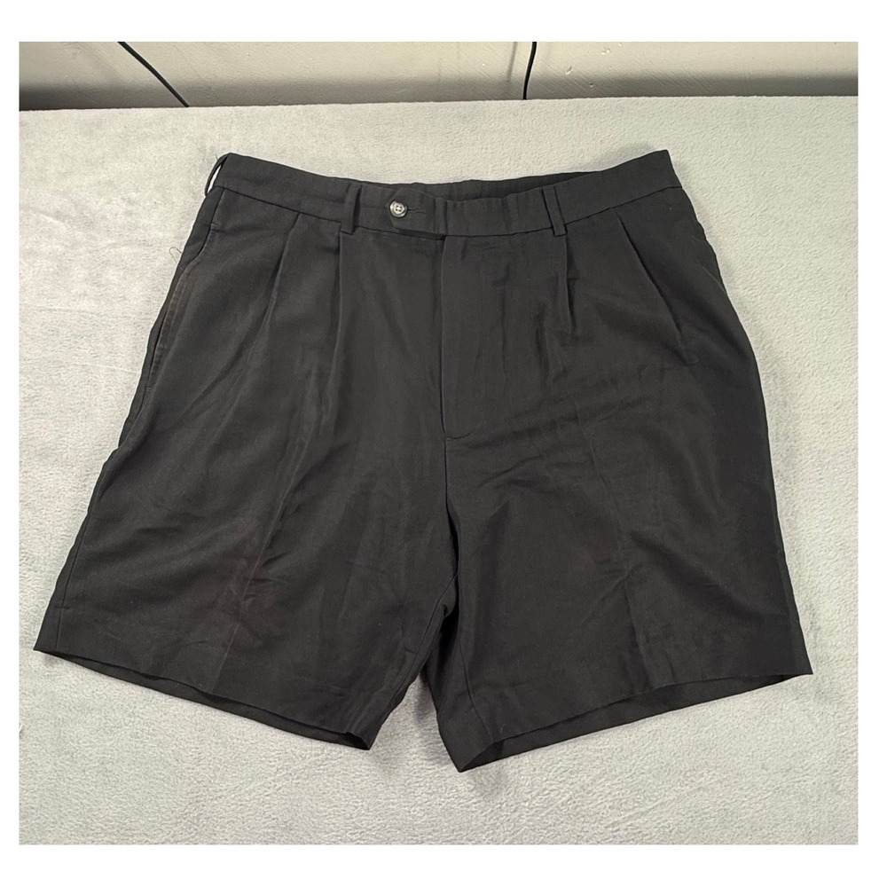 Nicklaus Mens Golf Shorts 38 Black Pleated Front Classic Preppy Country Club